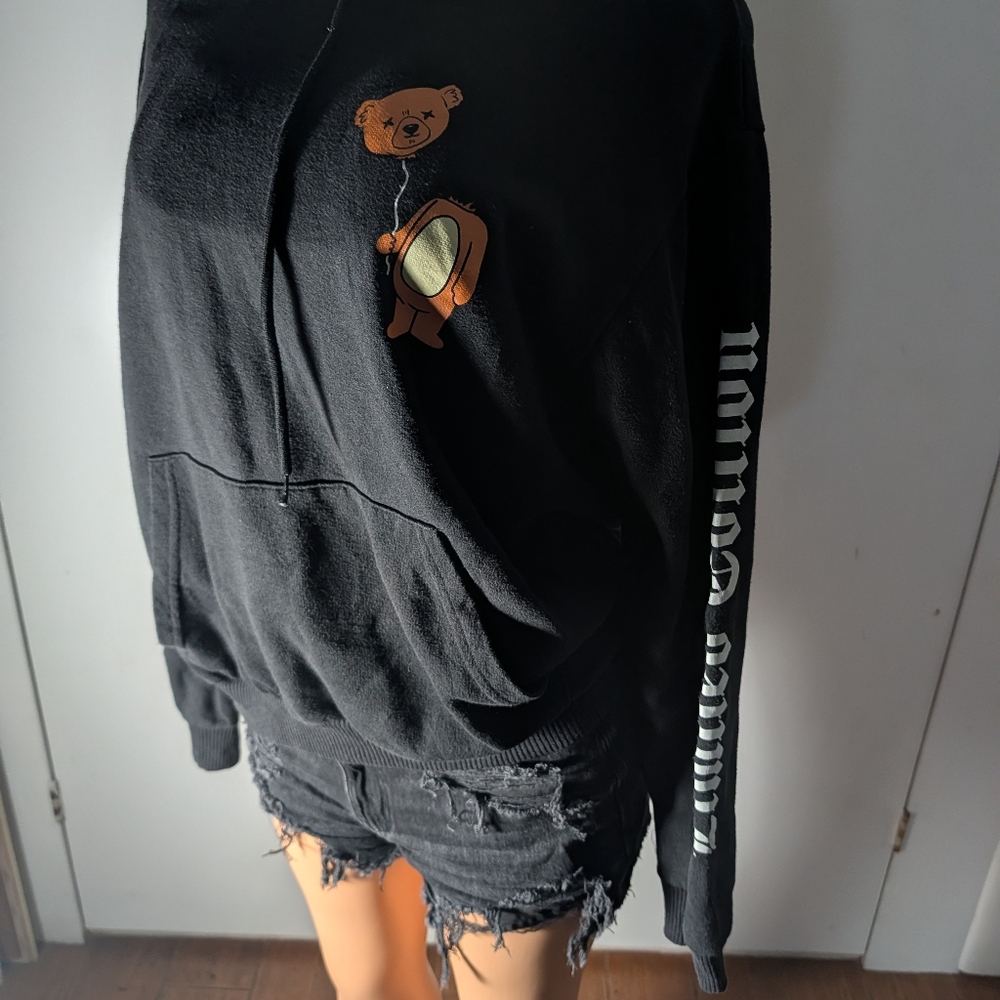 Fresh Laundry Black and orange bear Mens hoodie Size L - Picture 1 of 6